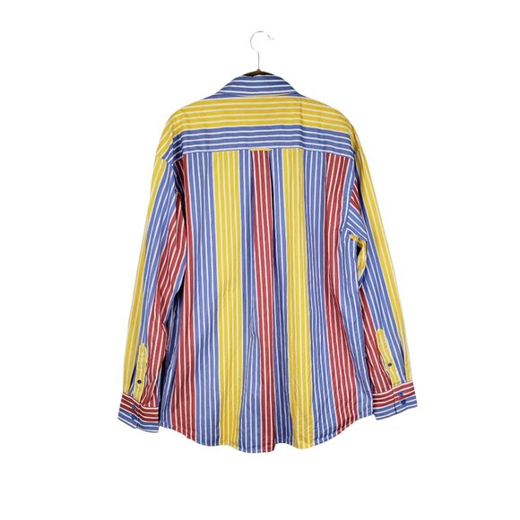 Bugatchi Uomo Long Sleeve Button Up Shirt Primary Color Stripes Size Large - Picture 2 of 10